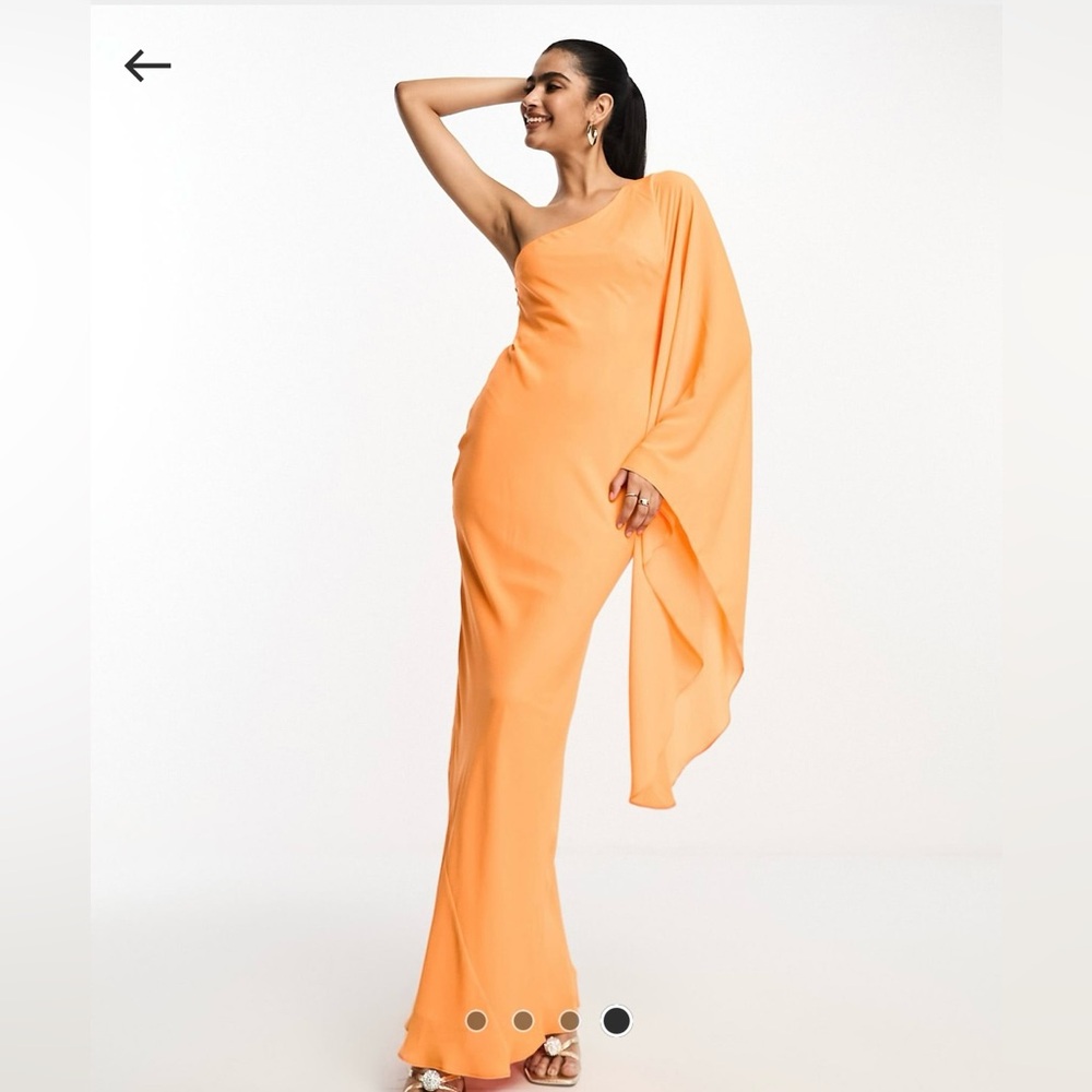 One-Shoulder Orange Evening Gown